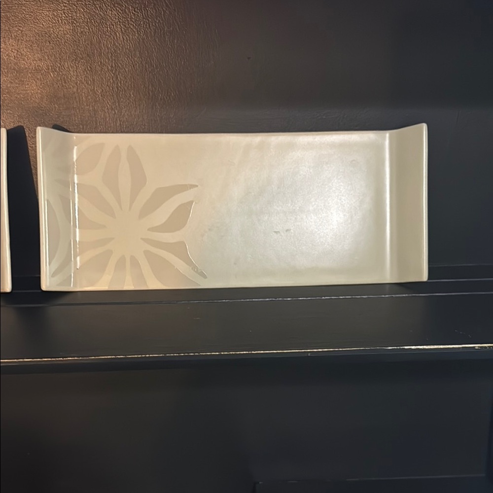 White Rectangular Ceramic Tray - Picture 3 of 3